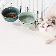 1 Set Anti-Spill Cat Food Bowl, Hanging Ceramic Pet Bowl, Fixed Dog Bowl, Suitable For Puppies & Kittens, Raised Pet Feeder - 360mL - View 8