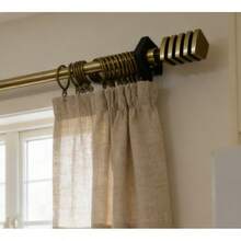 Adjustable Bronze Curtain Rod Set, Includes 3 Decorative Finials (Crystal Ball, Striped Metal), High-Quality Metal Rod With Curtain Rings And Installation Hardware, Durable For Bedroom, Living Room, Etc. - Three Options Available - View 3