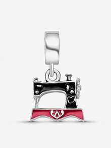 1pc Minimalist 925 Sterling Silver Vintage Sewing Machine Shaped Pendant, Unisex DIY Souvenir Birthday Gift - Silver - View 6