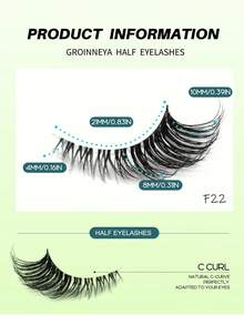 GROINNEYA 10 Pairs Half-Eye Lashes, Cat Eye Lashes, Soft & Transparent Stem, Half-Striped Lashes, Delicate & Natural False Eyelashes, Suitable For Home, Hotel, Durable Travel, Party Makeup - Black - View 3