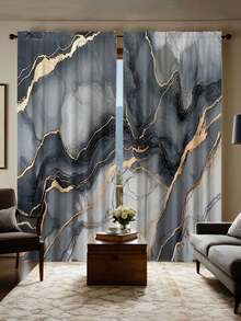 两片装经典大理石纹窗帘，杆袋式设计，半遮光涤纶面料，可机洗，适用于卧室、客厅、餐厅、厨房及其他家居装饰。 - 彩色 - 查看 19