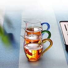 1 pieza Jarra de té de vidrio resistente al calor, divisor de té transparente de borosilicato grueso y alto, gran taza Gongdao para juego de té Kung Fu - Multicolor - Ver 5