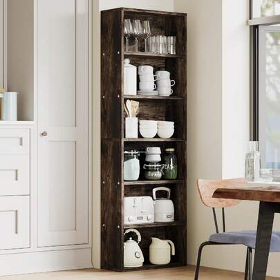 6 Tier Tall Wooden Bookcase, Open Standing Bookshelf Display Storage Shelves For Home Office