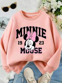 Este es un suéter con capucha suave y cálido para niñas que presenta estampados del Oficial Conejo y los personajes de Nickhu de Disney. Es adecuado para atuendos diarios de niñas y salidas entre padres e hijos. - Rosa - Ver 1