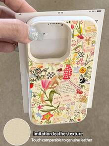 1pc Cute Floral Bouquet Slogan Pattern Waterproof Shockproof Anti-Slip Soft Phone Case Compatible With Apple & Phones - Multicolor - View 3