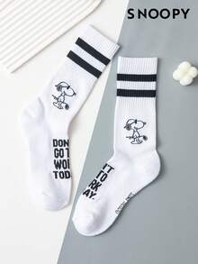 SNOOPY 2/1 Pair Genuine Pattern Men's Crew Socks, Cute Cartoon Design Men's Socks, Odor-Resistant Moisture-Wicking Casual Sports Crew Socks, Suitable For Students/Adults As Gifts And Daily Wear, Socks - Multicolor - View 13