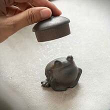 1pc Handmade Ceramic Frog Figurine Decor, Suitable For Home Garden Planter, Exquisite Tea Art Gift For Tea Lovers - Multicolor - View 5