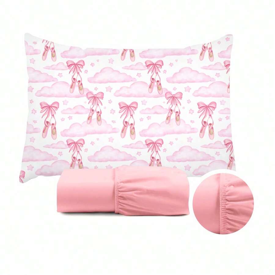 Children's Single Bed Sheet Set, Micropercal, 2 Pieces, Children's Bedding Set With Exclusive Printed Pillowcase - 芭蕾舞者 - 查看 1