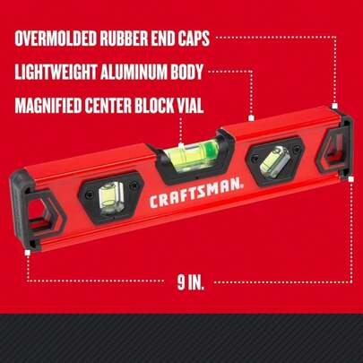 CRAFTSMAN Torpedo Level, 9 Inch, With Shock Absorbing End Caps (CMHT82390)