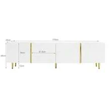 Hochglanz-TV-Schrank Mit Vier Türen, Modern Und Schlicht, In Weiß - White - View 5