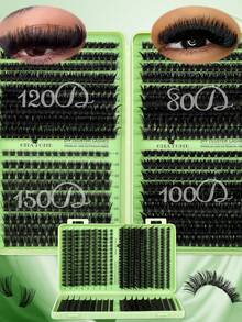 800/640/621PCS DIY Individual Eyelashes Clusters With Bond And Seal, Tweezers, Brush Set, D Curl 10D-150D High Capacity Eyelash Book, 10-16mm Mixed Length For Diy Different Makeup Beauty, Thick Fluffy Fake Lashes Extensions, Easy To Use Segmented Lashes, Suit For Daily,Wedding, Outdoor,Travel, Party, Music Festival Using, Gift For Women Lash Clusters Kit - 綠色 - 查看 17