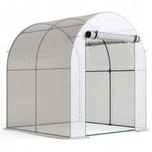 Greenhouse, Portable Plant Chamber, Plastic Lid With Steel Frame, White - A - View 6
