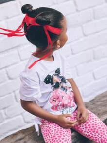 1pc Young Girl Summer European And American Style Short Sleeve T-Shirt, Cool Glasses Girl With Dog Print, Glitter Letter "COOL GIRLS Club" Casual Top - White - View 2