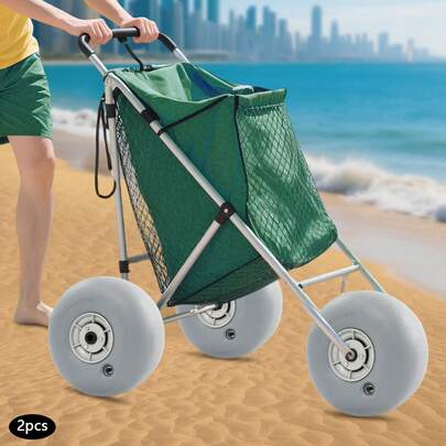 SanBouSi 12x6 Inflatable Beach Wheels 2-Pack, Heavy Duty 121lbs Capacity Per Wheel, PU Rubber Sand Tires With Balloon Design, Low Rolling Resistance, For Beach Cart, Wagon, Fishing Kayak Cart