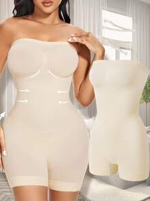 Women's Shapewear Rompers Strapless Bodysuit Shaper Jumpsuits Suitable For Outdoor Wear Body Shaper Bodysuit With Tummy Control, Butt Lifter, Chest Wrap,Plus Size, - 米色 - 查看 2