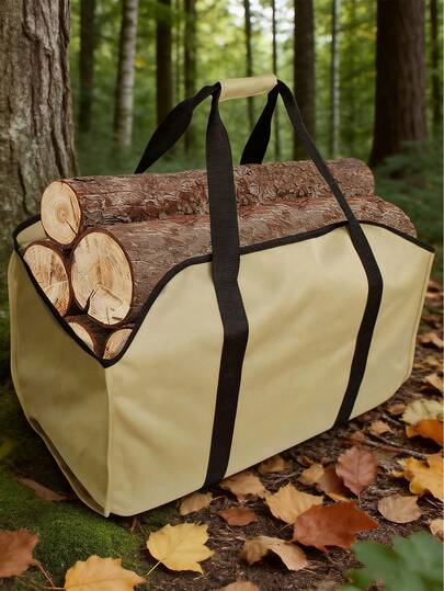 1pc Firewood Storage Bag, Indoor Firewood Storage, Outdoor Portable Large Capacity, Oxford Cloth