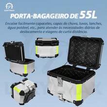 55L Motorcycle Top Case, Aluminum Rear Trunk For RVs, Yachts, And Motorcycles, Suitable For Storing Luggage, Helmets, And Tools, Waterproof, Universal Waterproof Aluminum Motorcycle Rear Trunk, Suitable For Storing Helmets And Luggage - A - View 4