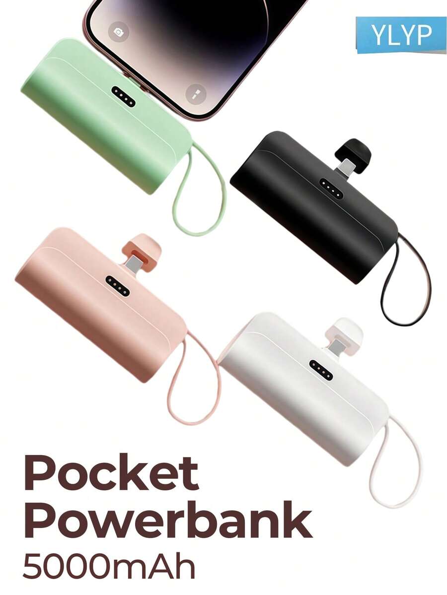 YLYP Mini Pocket Charger, 5000mAh Ultra-Compact Power Bank, Travel Essential, Plug-In Battery Pack, Wireless Phone Charger Compatible With IPhone 14/14Pro/13/12/11/X/8/7/6 Plus And Android Galaxy Phones