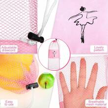 - 4 bolsas de malla para zapatos de baile, accesorios de ballet para mujeres y niñas, bolsa con cordón, Rosa - como en la foto - Ver 6