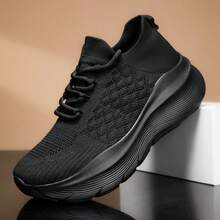 Nuevas Zapatillas Casuales de Cuatro Estaciones con Cordones - Suela de Goma Gruesa, Resistente al Desgaste - Cómodas, Versátiles, Aumentan la Altura - Estilosas y a la Moda - Negro - Ver 6