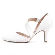 PENNYSUE Women Pumps Ladies Pointed Toe 3 Inch Heel Dress Shoes For Party - trắng - Xem 6