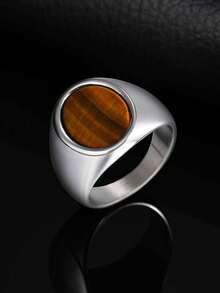 1枚男女通用简约不锈钢戒指 - 彩色 - 查看 7