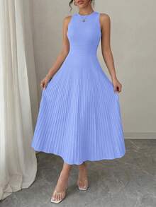 PRETTYGARDEN Women's Summer Dresses Casual  Business Work Midi Sleeveless A Line Pleated Evening Elegant Dresses Cocktail Wedding Guest Graduation  Dress Sky Blue Dresses For Women - 天藍色 - 查看 3
