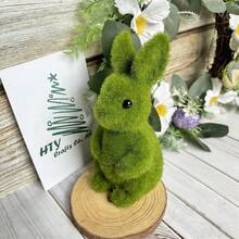 1个复活节兔子雕像，绿色苔藓兔子摆件，复活节工艺品，适合春季装饰、室内/室外花园装饰、复活节装饰、植绒兔子雕像，是婚礼配饰、节日派对、房间装饰、卧室、办公室装饰、家居装饰的理想之选。 - 均碼 - 查看 4