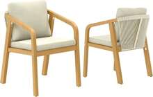 FansaFurn 2-Piece Patio Dinnig Chairs, Outdoor Acacia Wood Chairs For Porch, Backyard, Garden, Lawn, Beige - ColorA - 查看 1