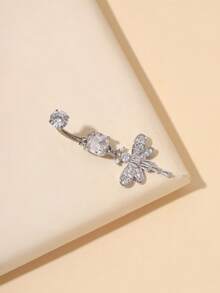 1枚时尚钛金蜻蜓肚脐环，适合日常佩戴 - 銀色 - 查看 5