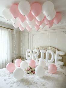 Bộ trang trí cô dâu tương lai 51 món - Banner chữ "BRIDE" màu trắng 40 inch + Bóng bay cao su màu hồng & trắng + Cánh hoa không dệt dày, hoàn hảo cho tiệc độc thân, trang trí phòng, tiệc cô dâu, đám cưới, chụp ảnh kỷ niệm, đồ dùng cho cô dâu tương lai - Nhiều màu - Xem 6