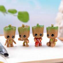 4pcs/Set Marvel Avengers Tiny Groot Cute Tree Man Model Figure Toys 5cm New Year's Gift, Valentine's Day Gift, Easter Gift (Stochastic Style) - Multicolor - View 3