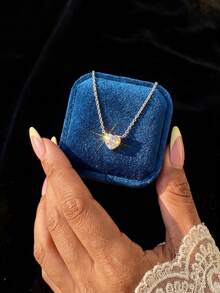 1pc Elegant Geometric Single Zirconia Pendant Necklace, 925 Sterling Silver Luxury Choker Necklace, Daily Wear & Gift For Women - Style 1 - View 4