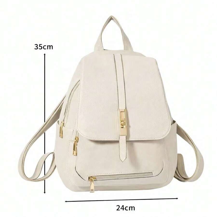 Women's Casual Backpack, Stylish, Fashionable, Faux Leather - 白色 - 查看 1