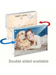 1pc Acrylic Photo Frame, Horizontal Magnetic Double-Sided Frame, 5+5mm Thick Transparent Frameless Desktop Display Frame, Self-Standing Magnetic Acrylic Block Frame, Ideal Gift - Picture Frame - View 12