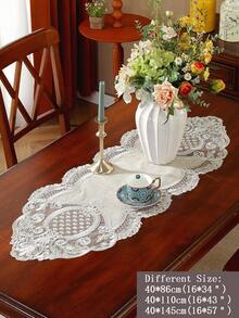 1pc Exquisite Embroidered Water Soluble Lace Table Runner Made Of Polyester For Kitchen Table, Cabinet, Countertop Decoration. Offers Heat & Stain Resistant, Ideal For Home Decor, Family Gathering, Festival, Party Or Wedding. - Multicolor - View 14