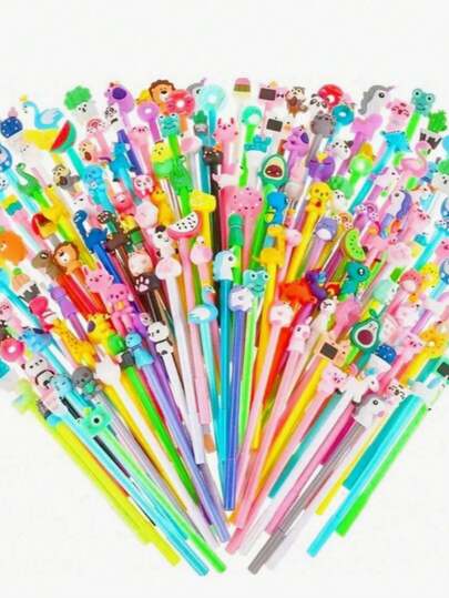 Cartoon Animal Shaped Ballpoint Pens, 0.5mm Tip Cartoon Ballpoint Pens For Smooth Writing, Refillable Black Ink Cartridges, Round Plastic Caps With Clickable Design, Various Creative Shapes To Choose From