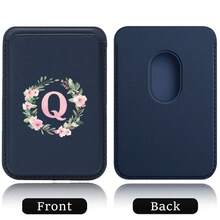 Slim Magnetic Wallet Elastic Magsafe Cardholder Magnet Phone Bag Cover Built In Magnet Designed Cellphone Credit Card Holder Compatible With Apple 16 15 Pro Max Android A-Z Wreath Pattern - Teal Blue - View 25