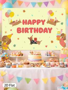 1张150*100厘米腊肠犬主题生日背景布，适用于一周岁生日派对、婴儿派对、生日派对、婴儿派对、生日派对摄影道具等场合。 - 臘腸狗 - 查看 7