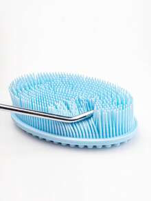 1pc Double-Sided Silicone Brush, Body Exfoliating Brush And Scalp Massager, Gentle Silicone Shampoo Brush, Soft Shower Brush - Multicolor - View 9