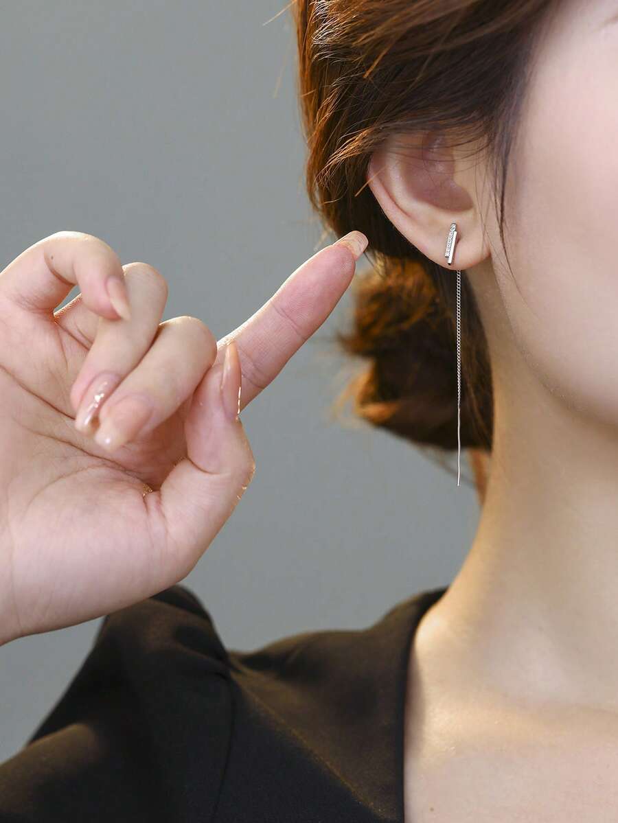 Nooxian 1对女士时尚优雅铜质条形耳环（不含礼盒）
