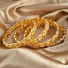 Vòng tay nữ phong cách Bohemian thanh lịch - Thiết kế hở dày dặn, thích hợp làm quà cưới và quà tặng Ramadan, đeo hàng ngày, quà tặng lễ hội, vòng tay kiểu Trung Đông duyên dáng. - Vàng - Xem 4