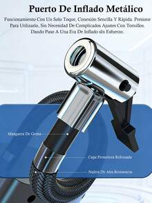 Compresor de aire portátil inalámbrico de 150 PSI - Inflador de neumáticos, batería de ión de litio de 7.4V 3000mAh, adecuado para automóvil/motocicleta/bicicleta/baloncesto, accesorio/regalo esencial para automóvil - Negro - Ver 5