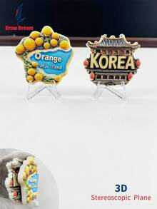 1pc Korea Jeju Island 3D Stereo Fridge Magnet, World Travel Souvenir Collection, Suitable For Home, Office Decor, Personalized Travel Memento Magnetic Fridge Sticker, Home Decor, Kitchen, Room, Office, Cabinet Craft Gift, Holiday Souvenir, Exquisite Small Gift - Exclusive Refrigerator Magnets - View 6