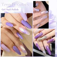 7支装 8ml 粉紫色凝胶指甲油套装，不含HEMA和TPO，半永久性可卸UV凝胶指甲油，持久耐用，DIY美甲设计，适用于各种美甲装饰，夏季美甲套装，家用及美甲沙龙用品 - 彩色 - 查看 10