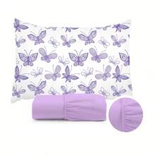 Children's Single Bed Sheet Set, Micropercal, 2 Pieces, Children's Bedding Set With Exclusive Printed Pillowcase - 蝴蝶 - 查看 1