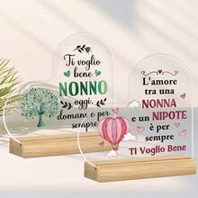 1pc Funny Italian Acrylic Crafted Desktop Decor With Wooden Base. This Dining Table Decor Features A Slogan, Suitable For Placing In Home Dining Room, By The Fireplace Or In The Living Room. Can Be Used As A Gift, Learning Item, Birthday Present, Back-To-School Item, Etc. - Multicolor - View 11