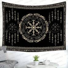 1. Tấm thảm treo tường Viking Bắc Âu với biểu tượng thực vật, vật trang trí thần thoại cho phòng ngủ và phòng khách, kèm bộ dụng cụ lắp đặt miễn phí. - 1PC - Xem 1