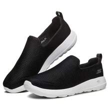 Skechers Zapatos de malla transpirables para hombre, zapatillas deportivas de suela suave y duradera - Blanco y Negro - Ver 9