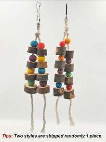 1pc/2pcs Colorful Beads Swing Wooden Stand Perch Parrot Chew Scratch Toys, Assorted Flower Acrylic Bell Decoration, Suitable For Birds All Seasons - Multicolor - View 10